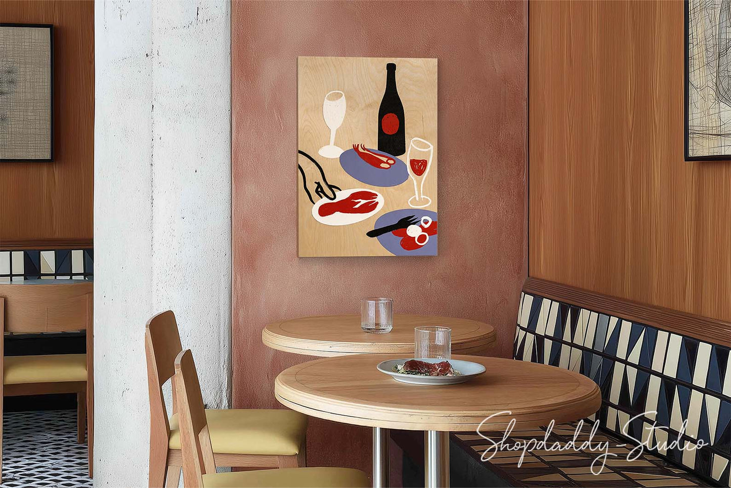 Fine Dining Moment — UV-Printed Wooden Wall Artwork
