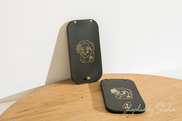Green Leather / Ashwood Check Presenter for restaurant