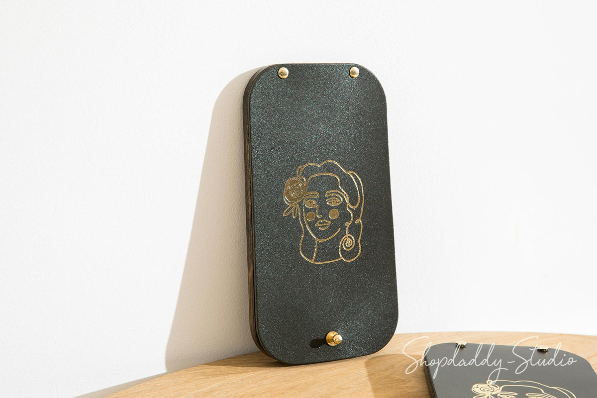 Green Leather / Ashwood Serving Pouch for waiters
