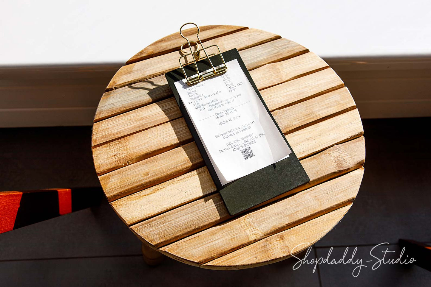 Green Leather Check Holder with Golden Binder