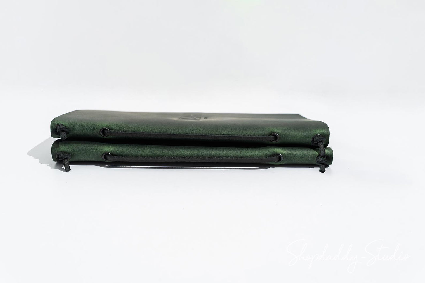 Green Leather Menu Folder with Leather Lace for Hospitality