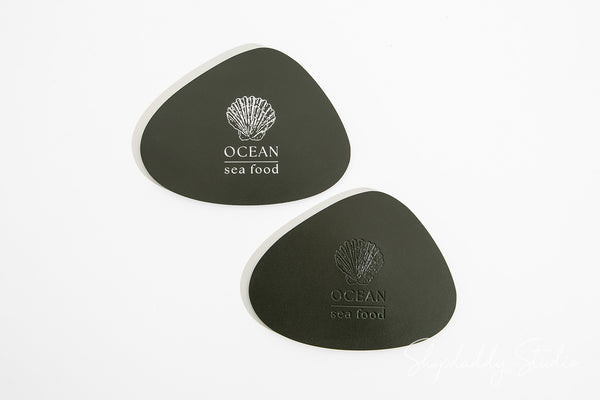 Green Leather Pebble Coasters Set (5 pcs) for Hotels
