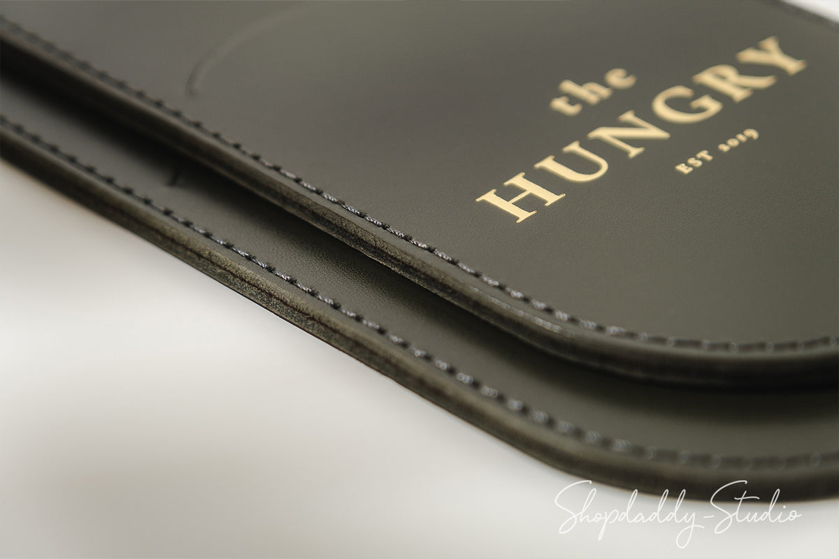 Green Leather Rounded Check Presenter for bar