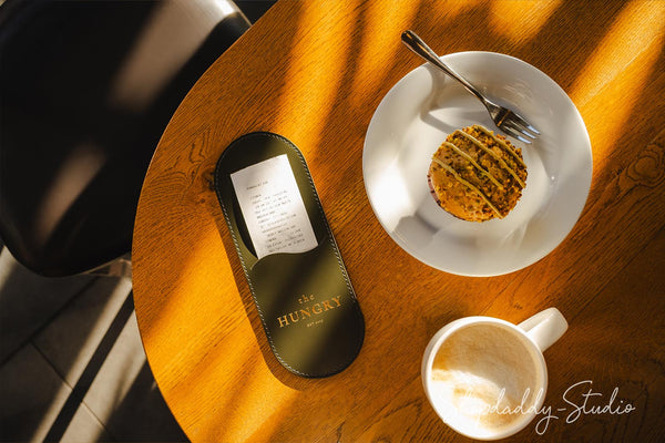 Green Leather Rounded Check Presenter for restaurant