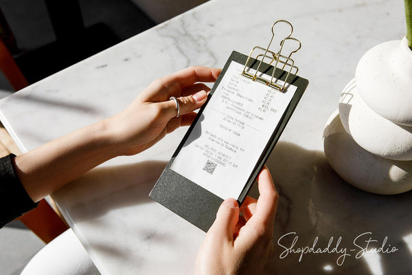 Green Leather Server Waiter Pouch with Gold Binder