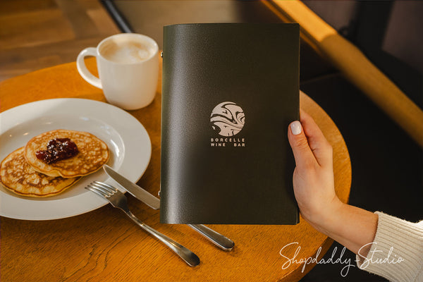 Green Thick Leather Menu Cover With Plastic Sleeves