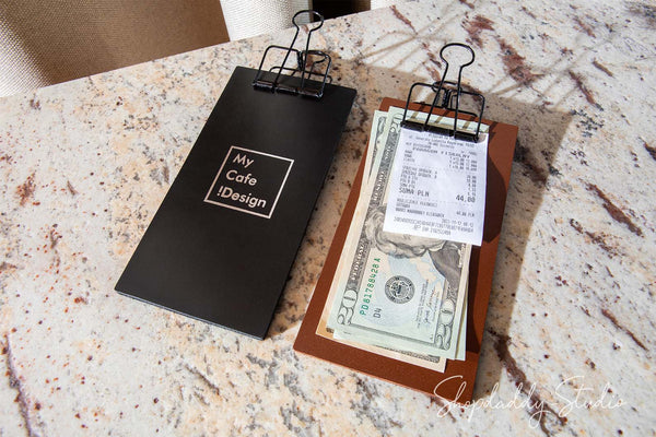 Italian Leather Check Holder with Black Binder