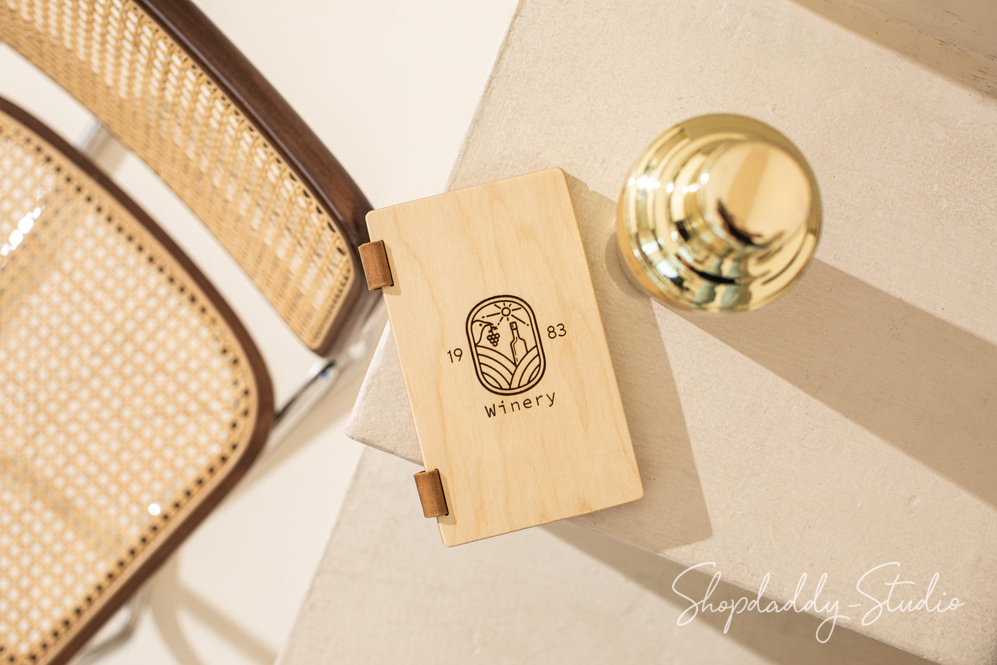 Lacquer Check Presenter with Leather Pocket on Screws with logo