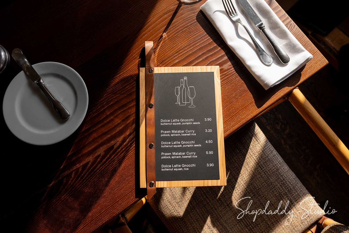 Lacquer Menu Board With Leather Strap-Loop for cafe