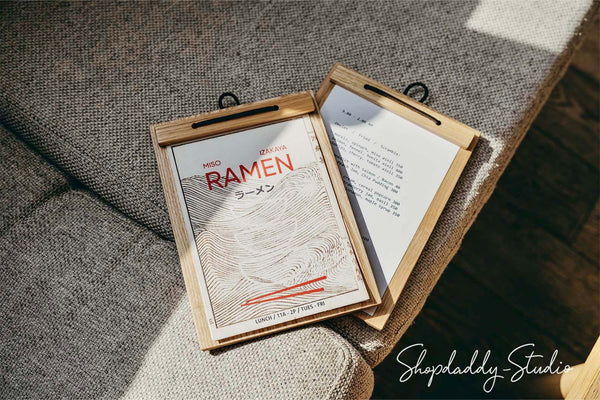 Lacquer Menu Board with Leather Lace for bar