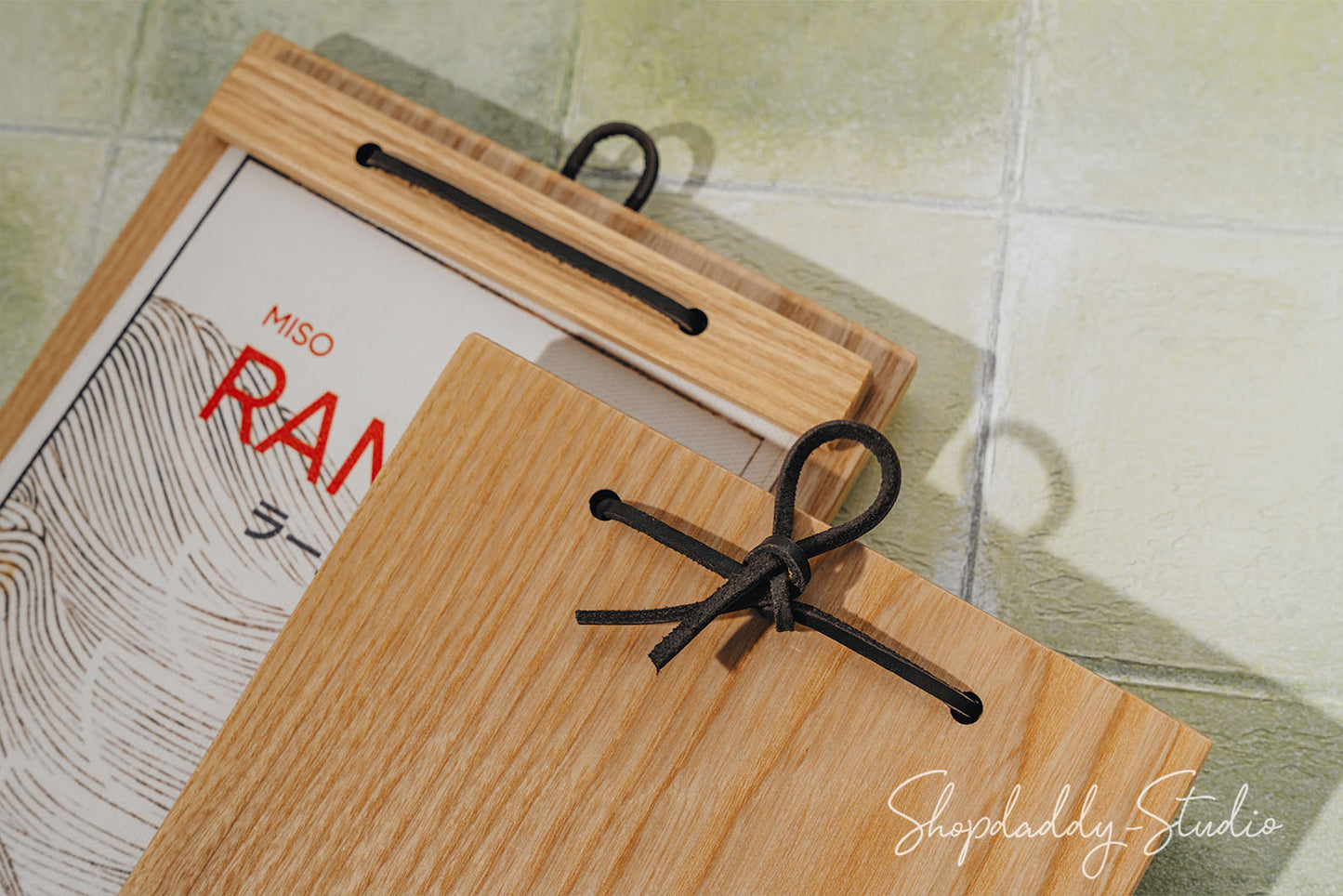 Lacquer Menu Board with Leather Lace for cocktail menu
