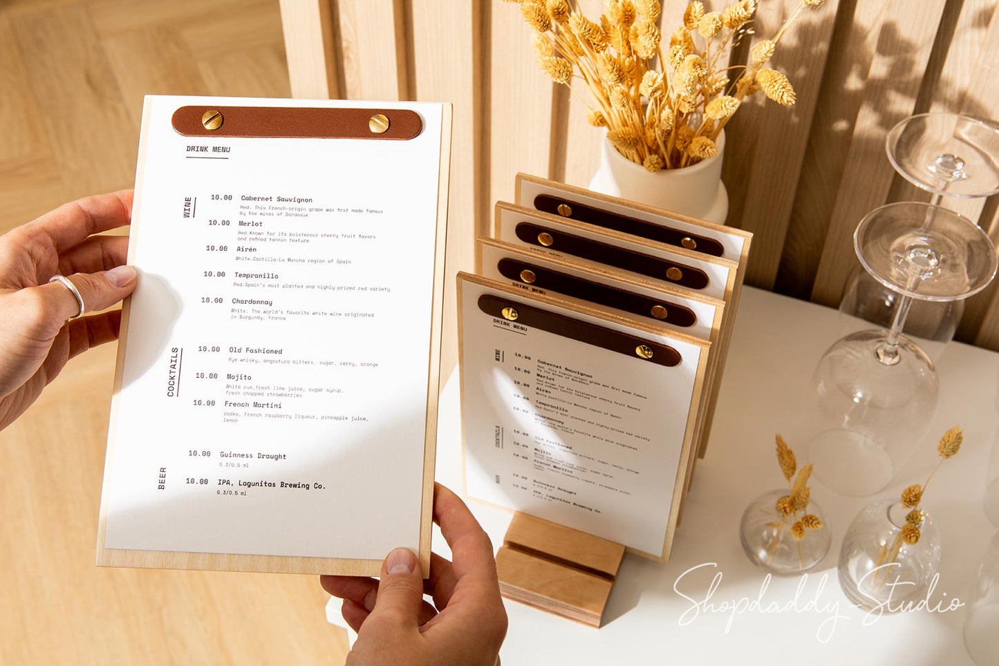 Lacquer Menu Holder Set with Base (5 pcs)