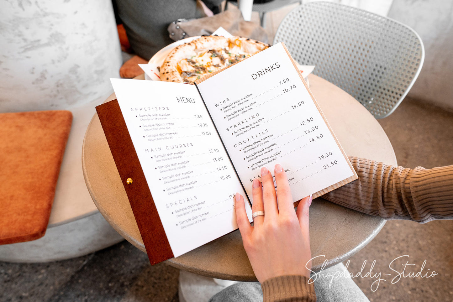 Lacquer Menu Holder With Leather Cover