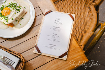 Lacquer Menu Holder with Leather Corners