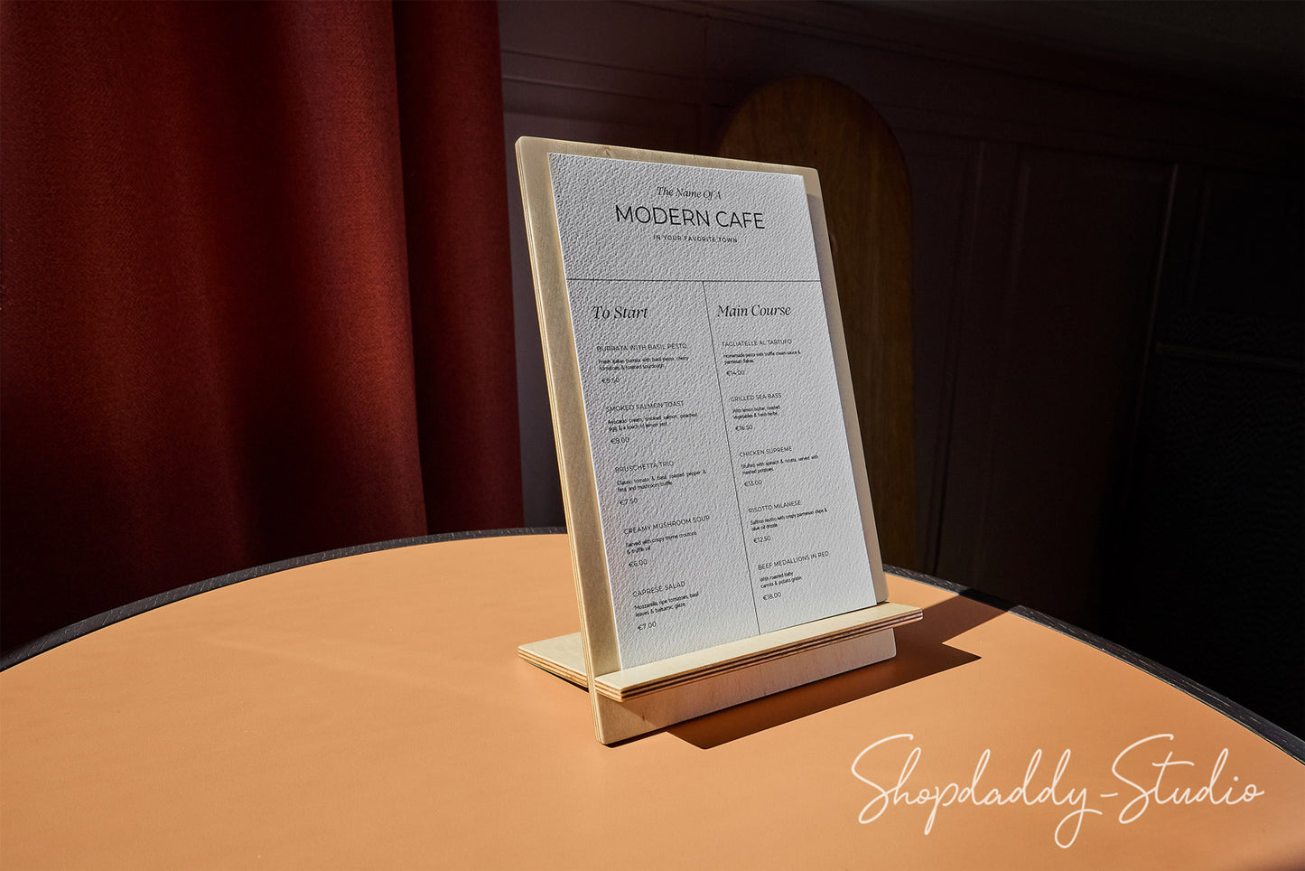 Lacquer Plywood Angled Table Tent for Cafes and Bars