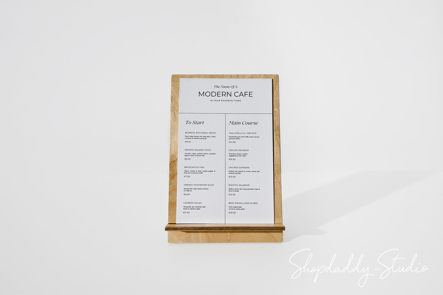 Lacquer Plywood Angled Table Tent for Drink Menus