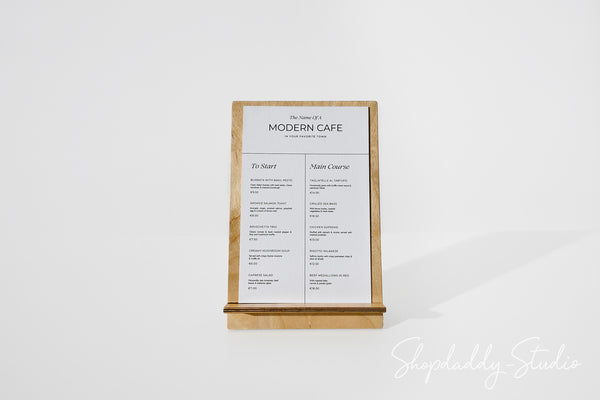 Lacquer Plywood Angled Table Tent for Drink Menus