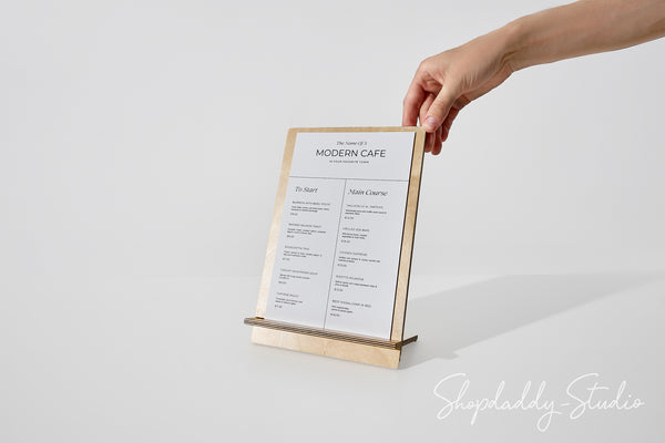 Lacquer Plywood Angled Table Tent for Menu Cards
