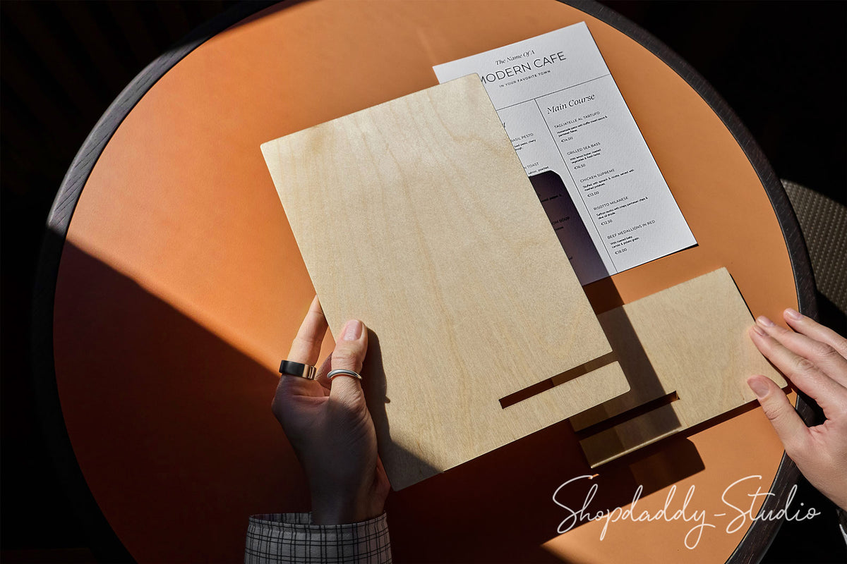 Lacquer Plywood Angled Table Tent for Tabletop Menus