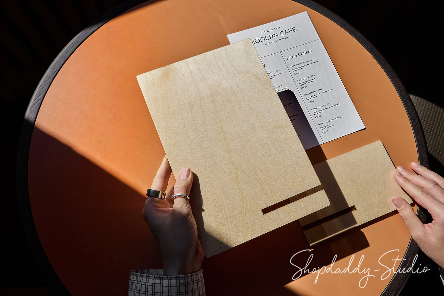 Lacquer Plywood Angled Table Tent for Tabletop Menus