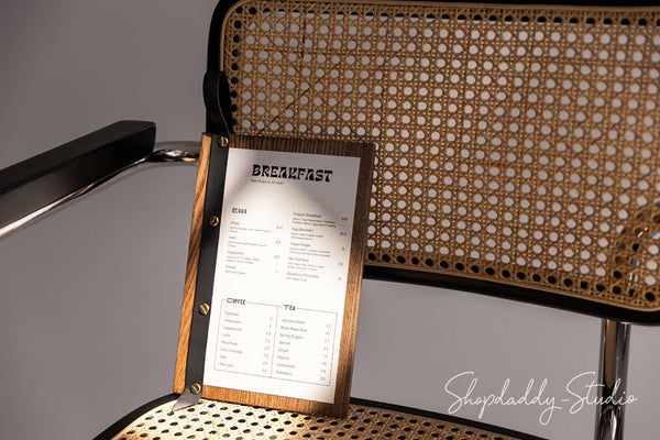 Lacquer Wooden Menu Holder With Leather Strap