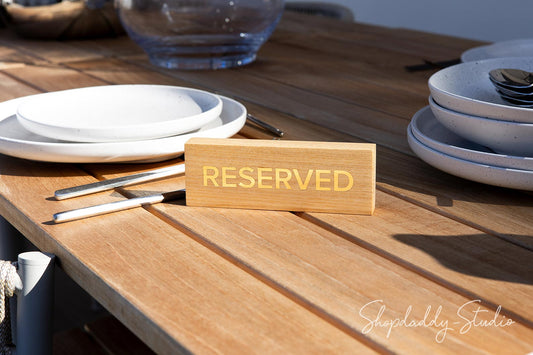 Lacquer Wooden Reserved Sign With Gold Debossing