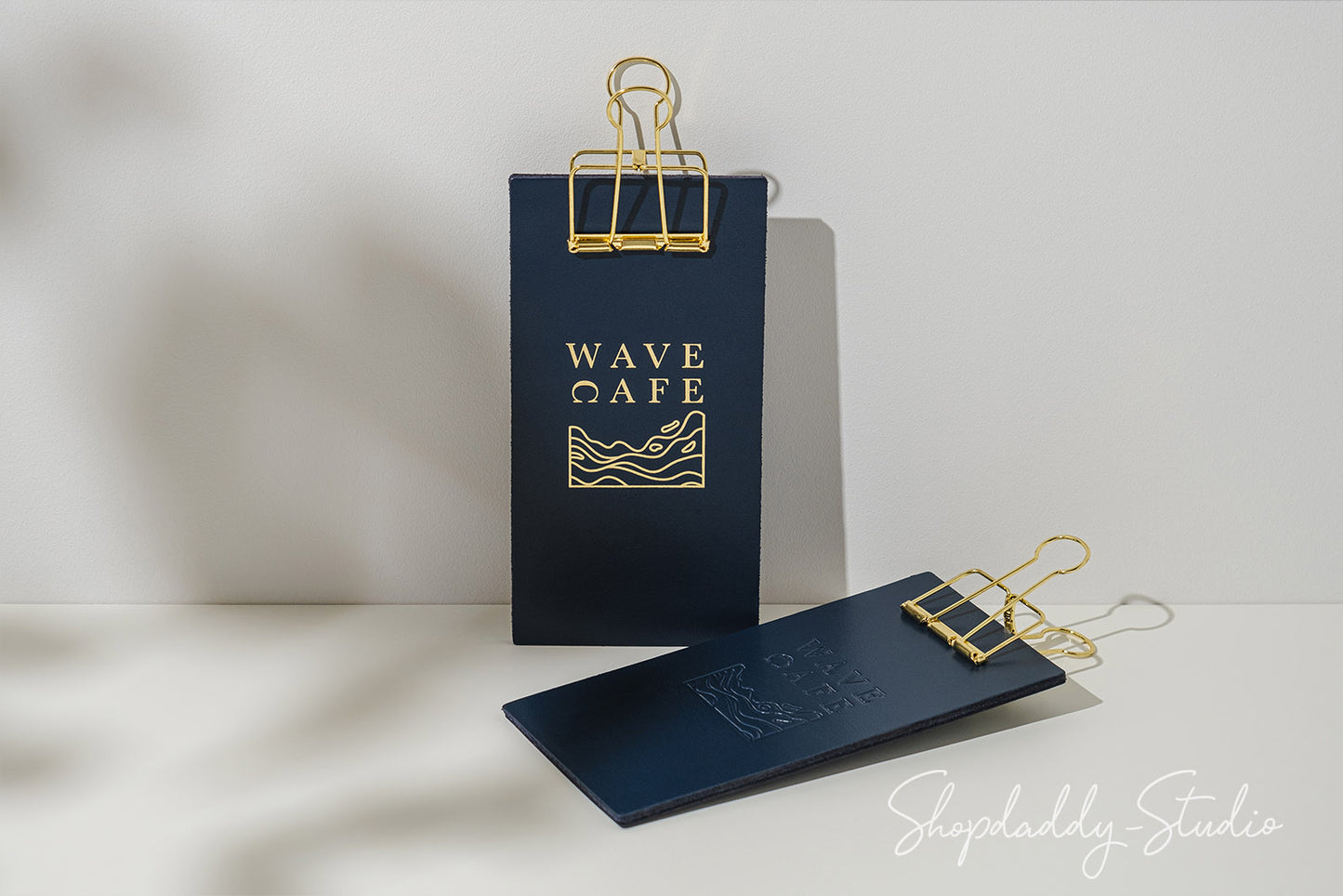 Leather Bill Holder with Golden Binder for cafe