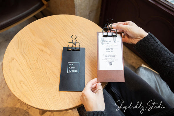 Leather Check Holder with Black Binder