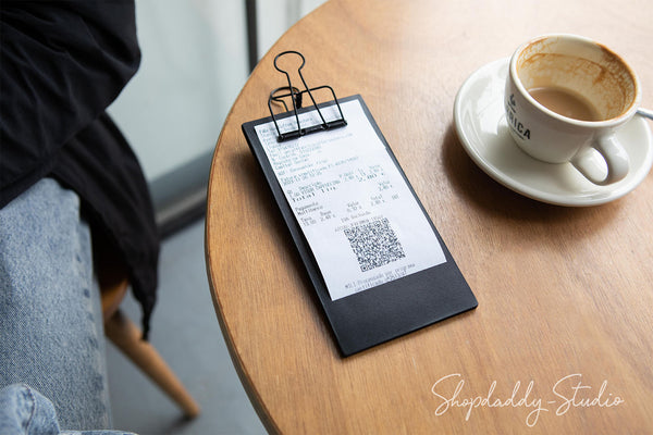 Italian Leather Check Holder with Black Binder