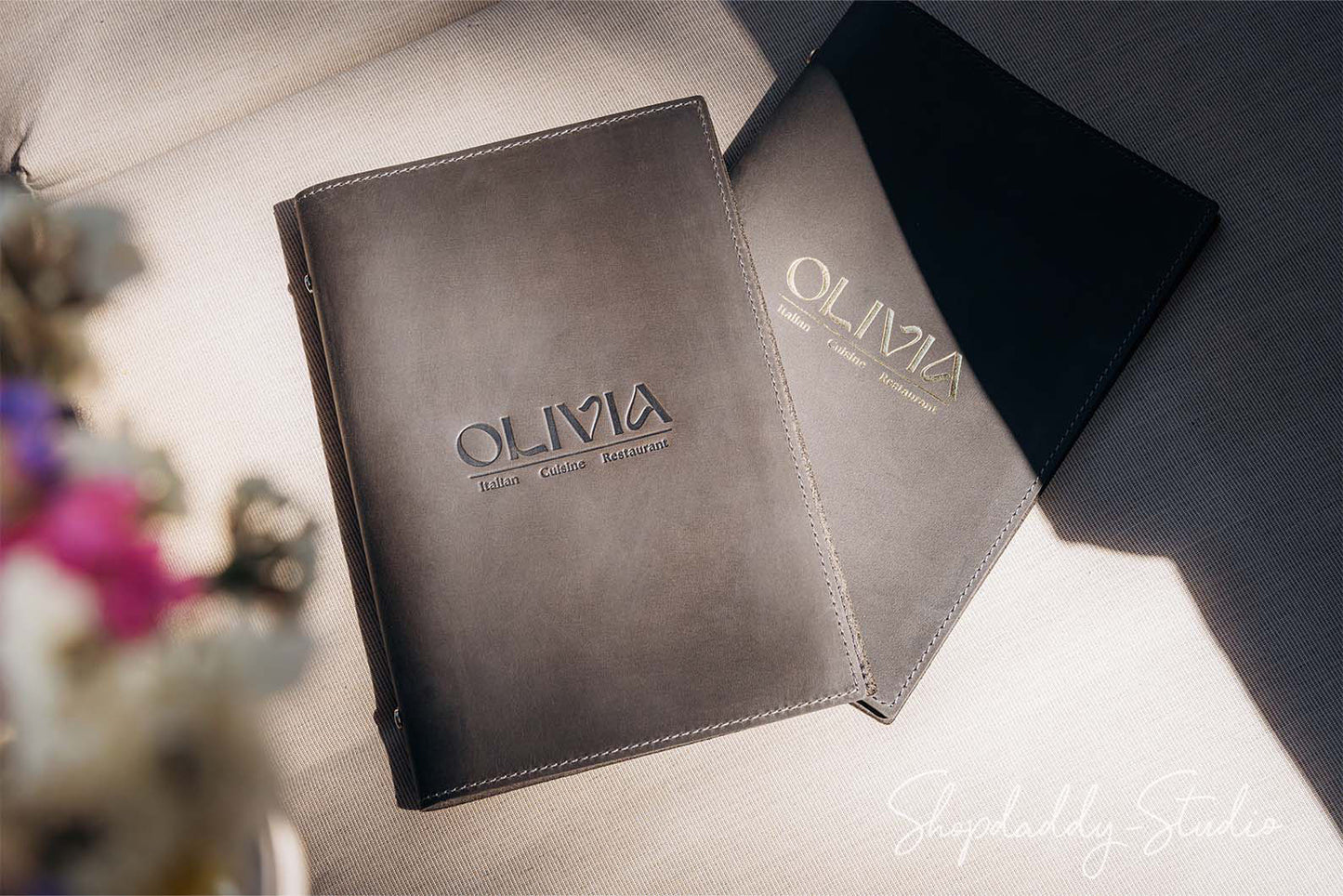 Leather Menu Cover With Plastic Sleeves