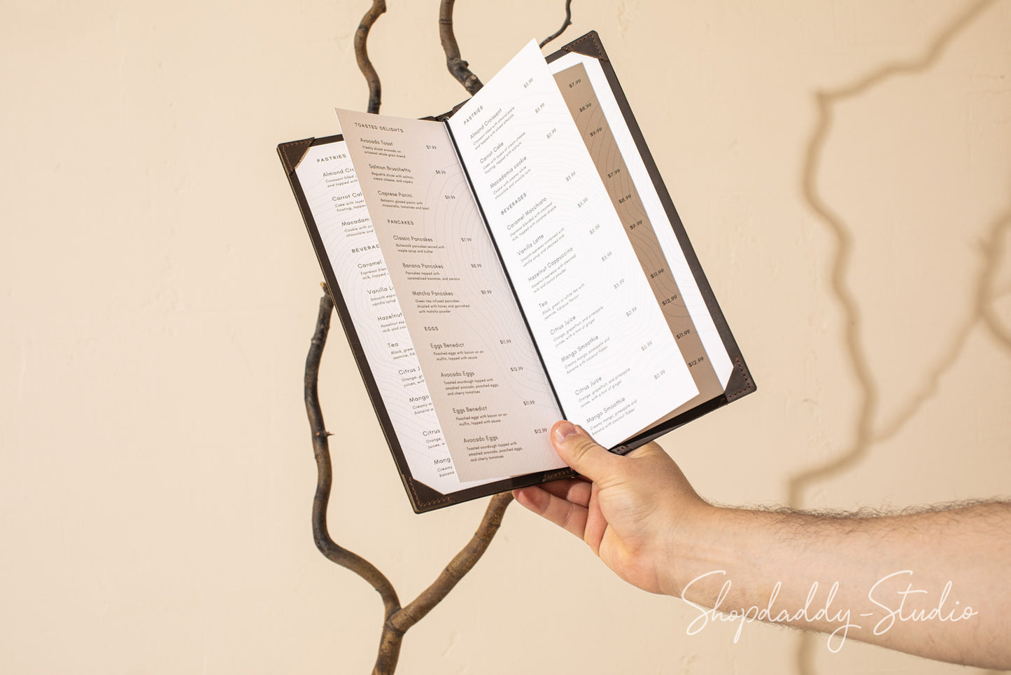 Leather Menu Cover with Corners and elastic band