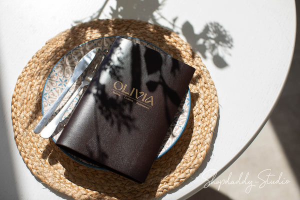 Restaurant Leather Menu Cover with Plastic Sleeves