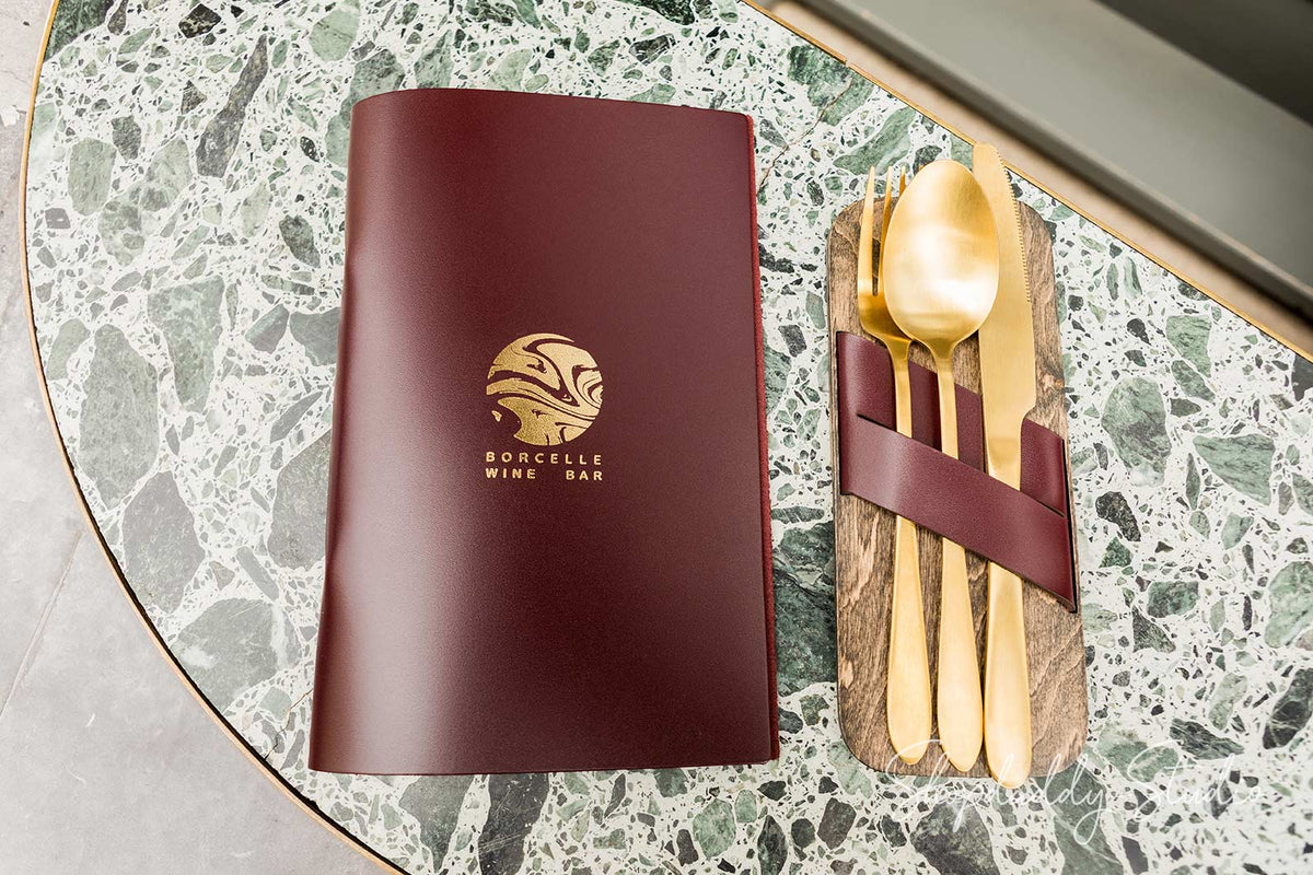 Leather binderview menu cover for restaurant