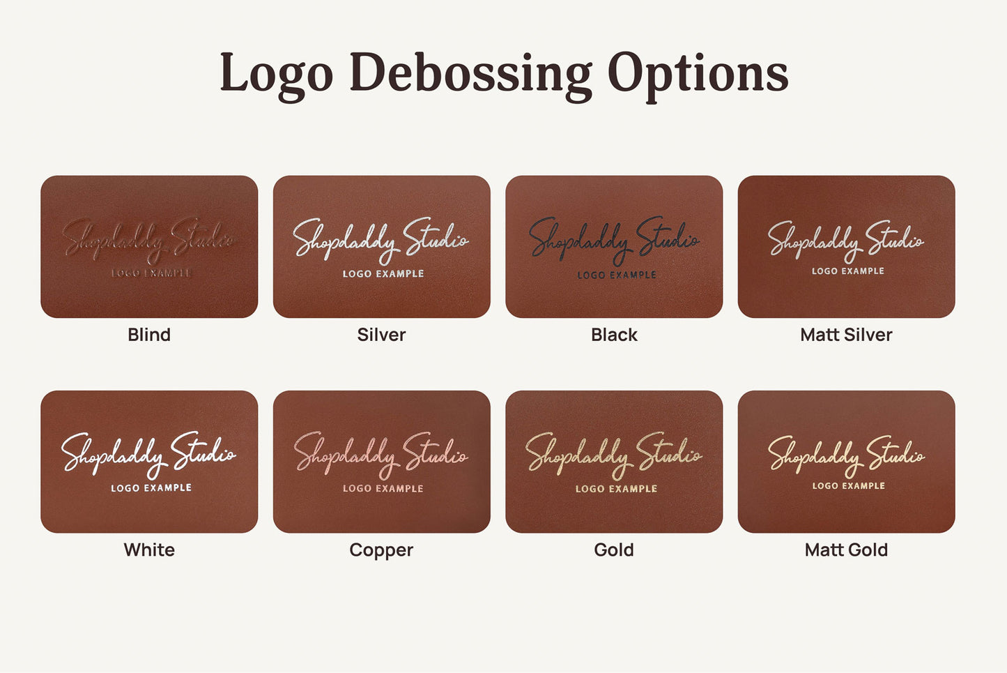 Logo debossing option - L size (up to 4x4″ / 10х10 cm)