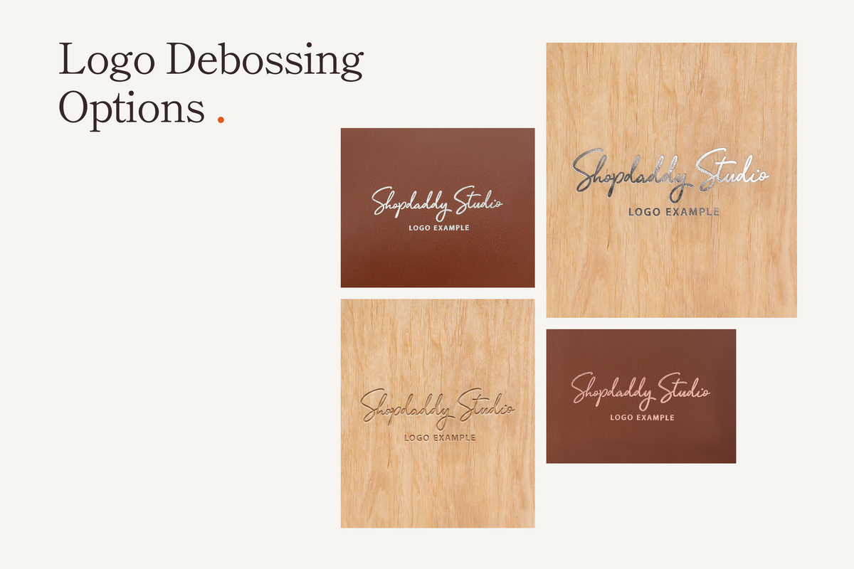 Logo debossing option - L size (up to 4x4″ / 10х10 cm)