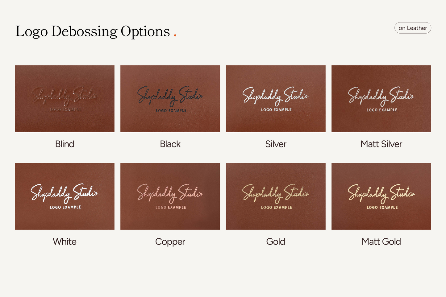 Logo debossing option - L size (up to 4x4″ / 10х10 cm)