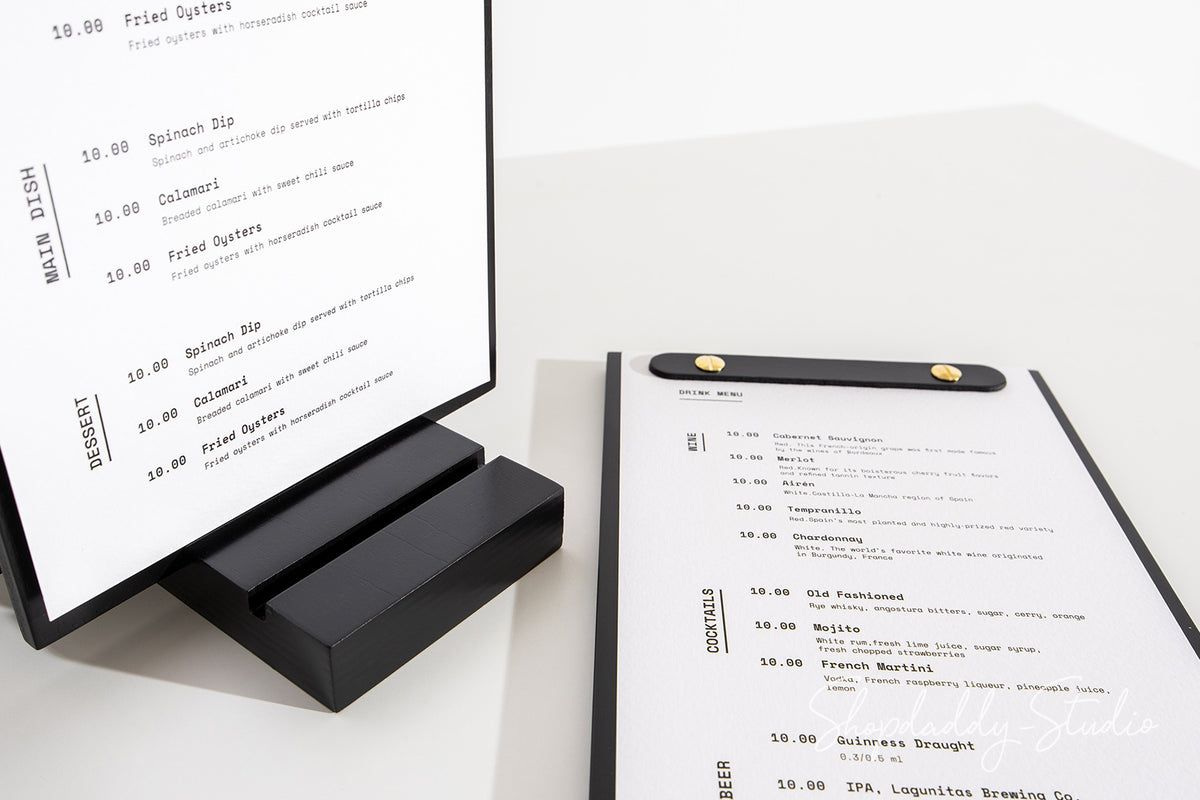 Luxury Black Menu Holder Set with Base (5 pcs)