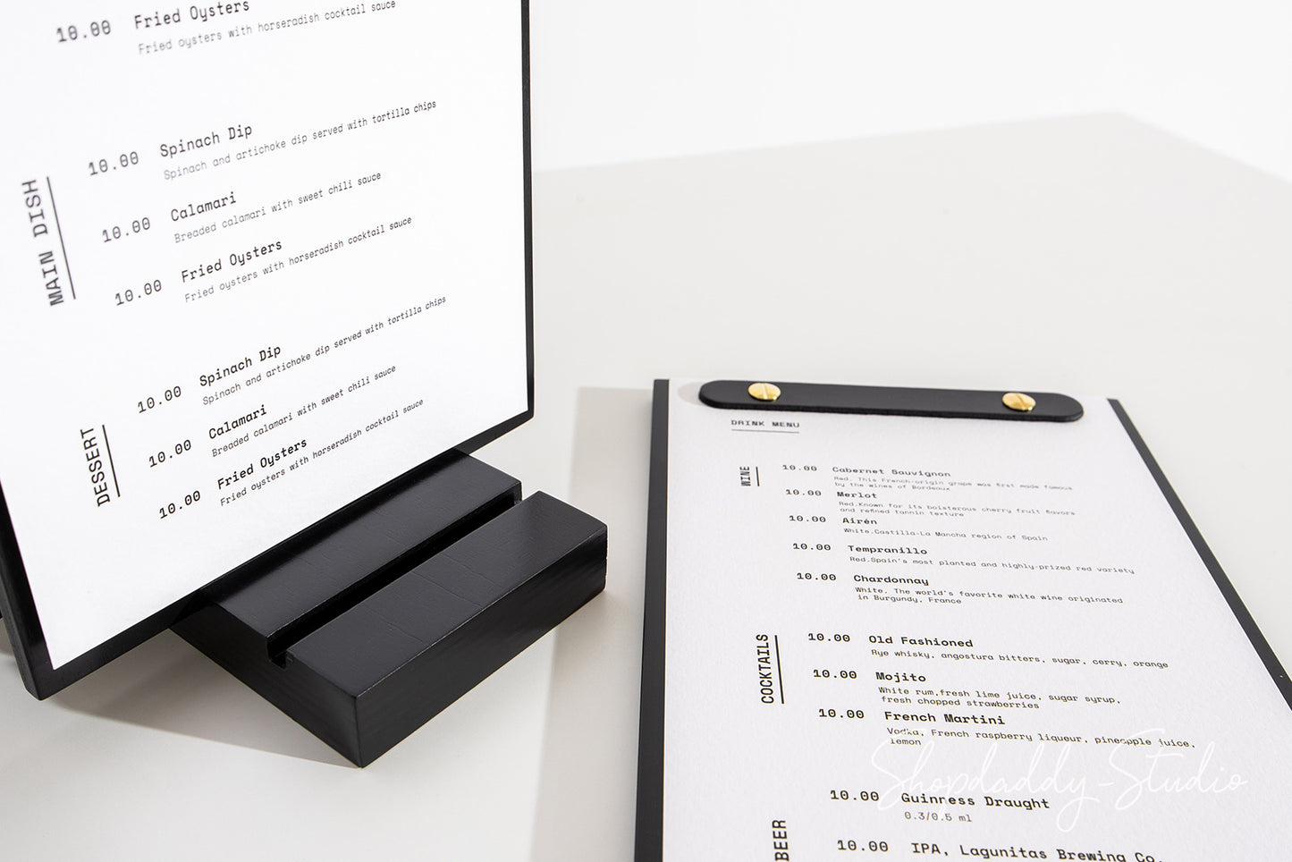 Luxury Black Menu Holder Set with Base (5 pcs)