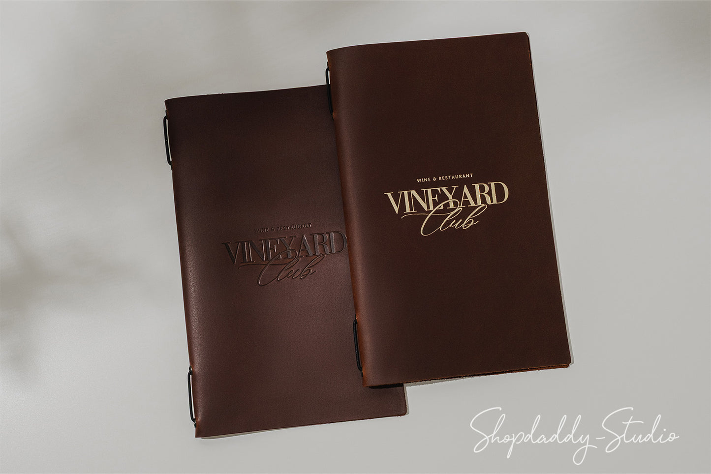 Luxury Brown Leather Menu Cover with Elastic Band
