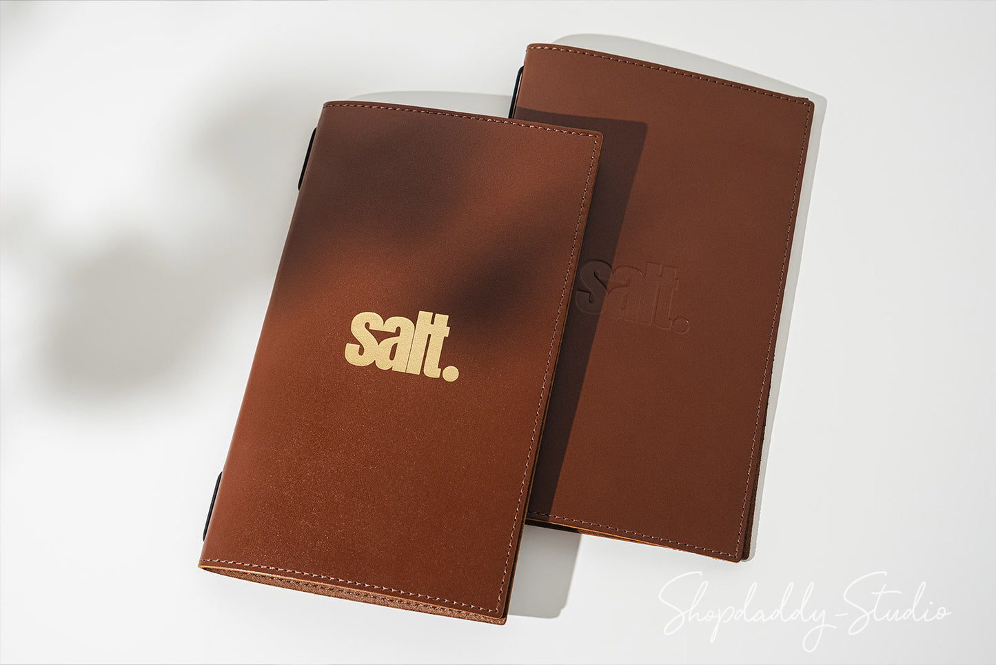 Luxury Brown Menu Cover with Stitching and Elastic Band for restaurant