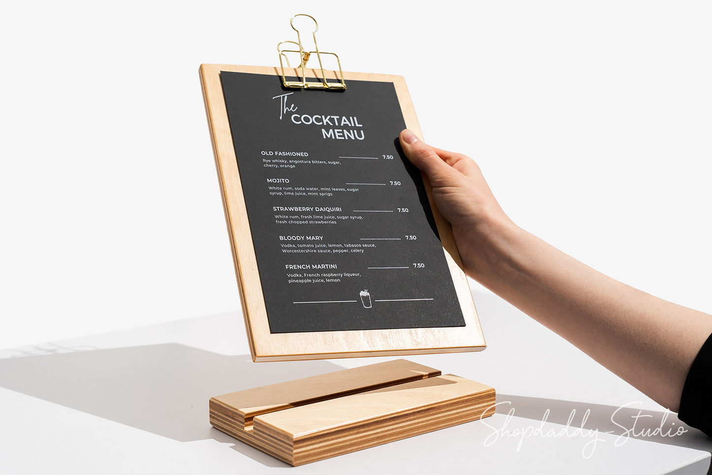 Luxury Lacquer Straight Wooden Table Stand with Golden Binder