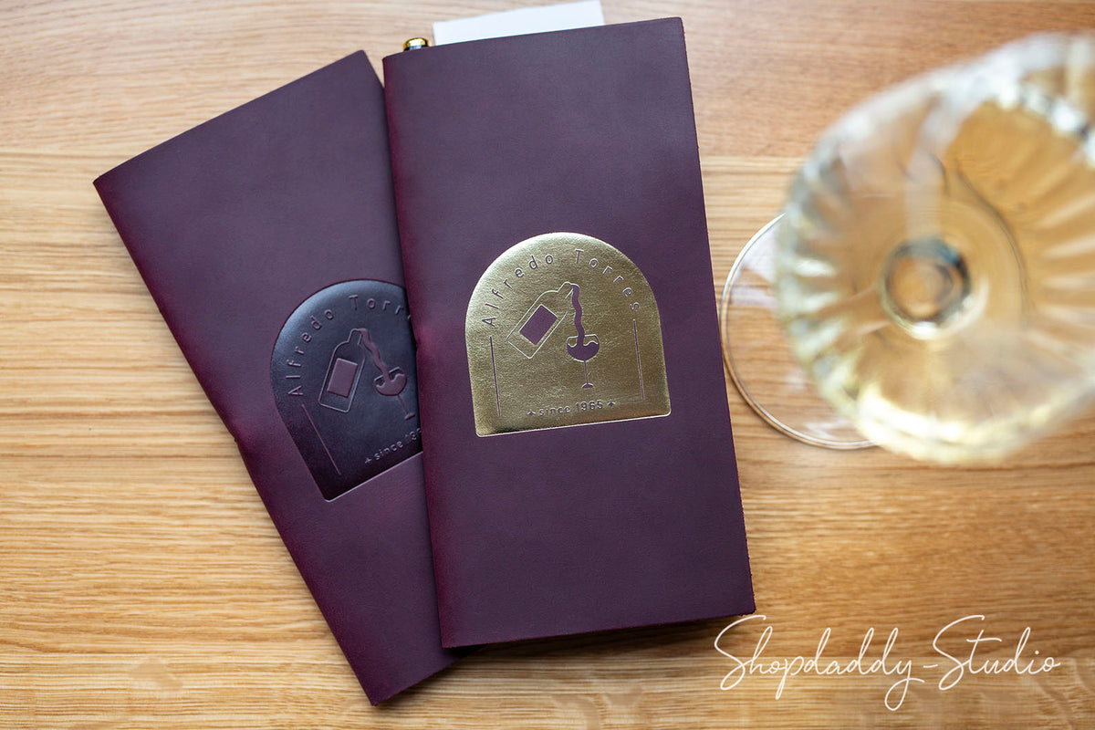 Luxury Purple Leather Check Presenter with Pen Loop