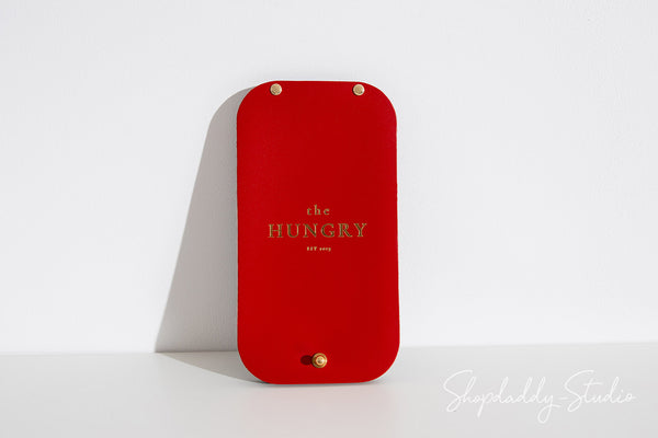 Luxury Red Leather / Ashwood Check Presenter