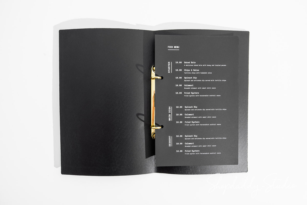 Premium recycled leather menu folder for multi-page menus