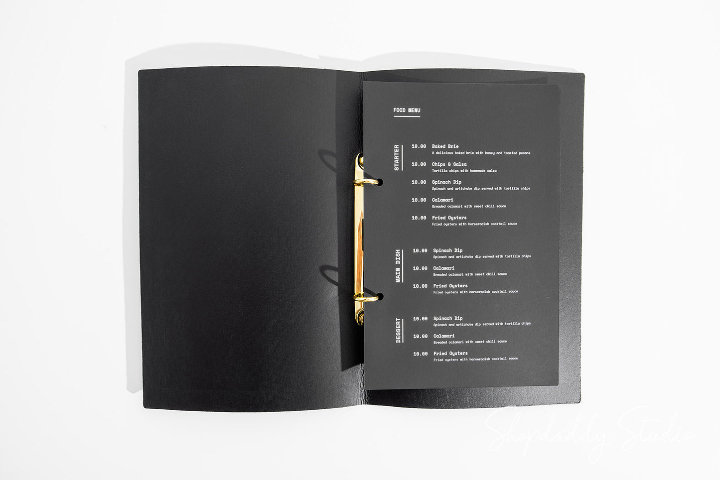 Premium recycled leather menu folder for multi-page menus