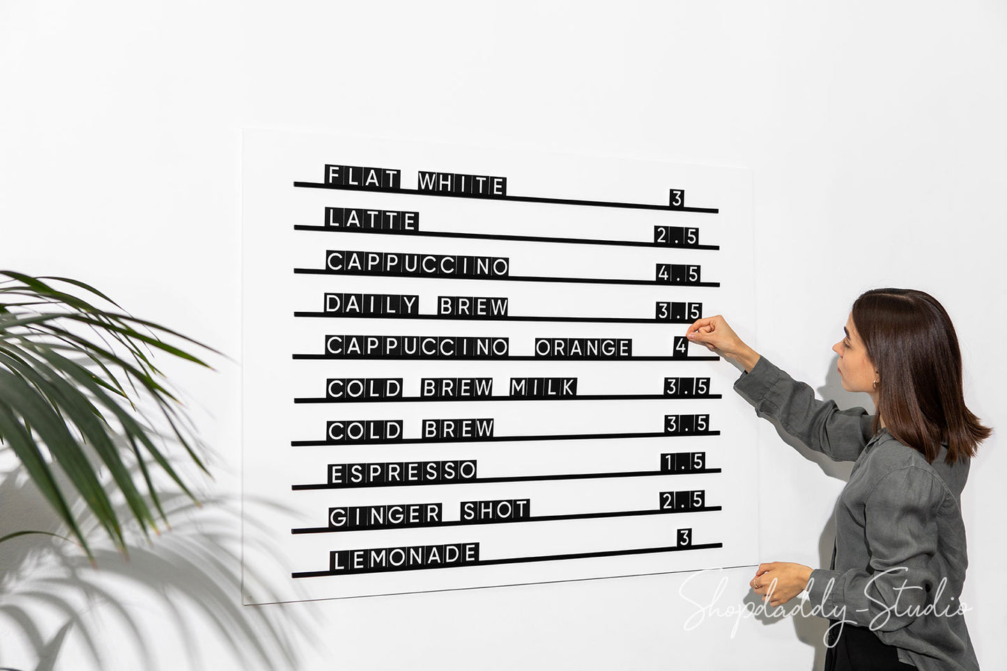 Metal Rail Menu Letter Board With Black PVC Letters For Bakery