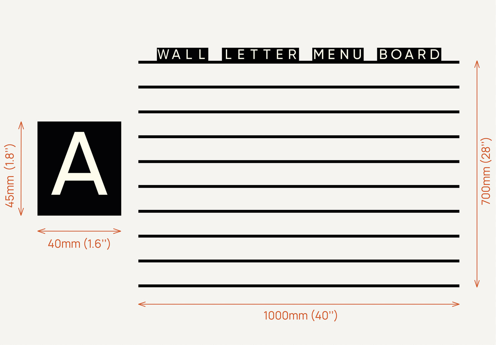 Metal Wall Menu Letter Board With Black PVC Letters – Shopdaddy-Studio