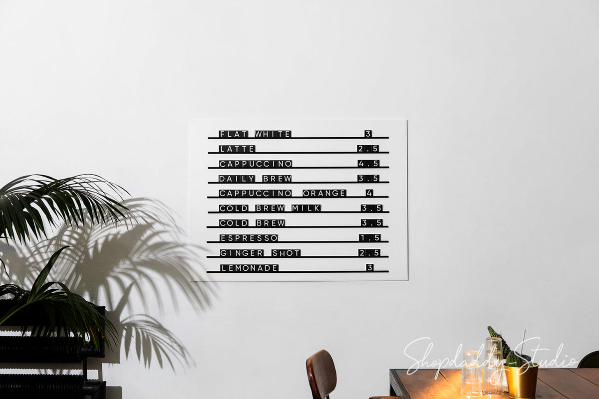 Metal Wall Menu Letter Board With Black PVC Letters For Cafe