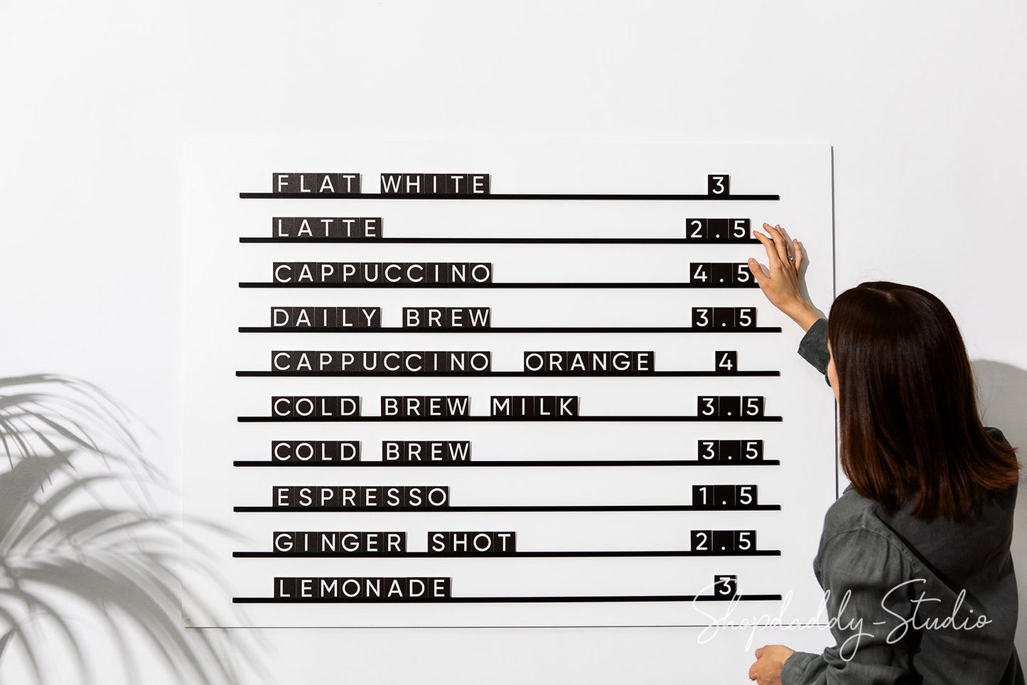 Metal Wall Menu Letter Board With Black PVC Letters For Coffee Bars