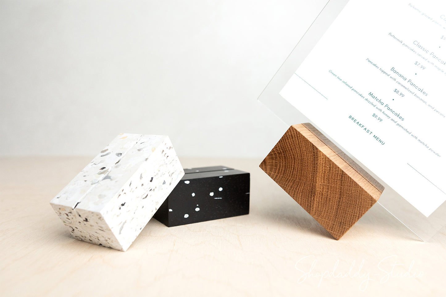 Minimalist Acrylic Table Top Display with wood Base